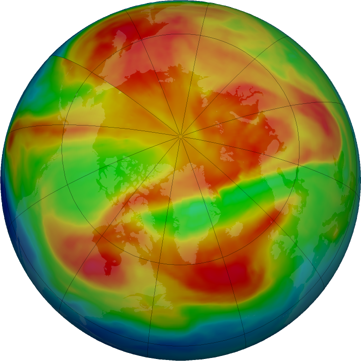Arctic ozone map for 03 March 2019